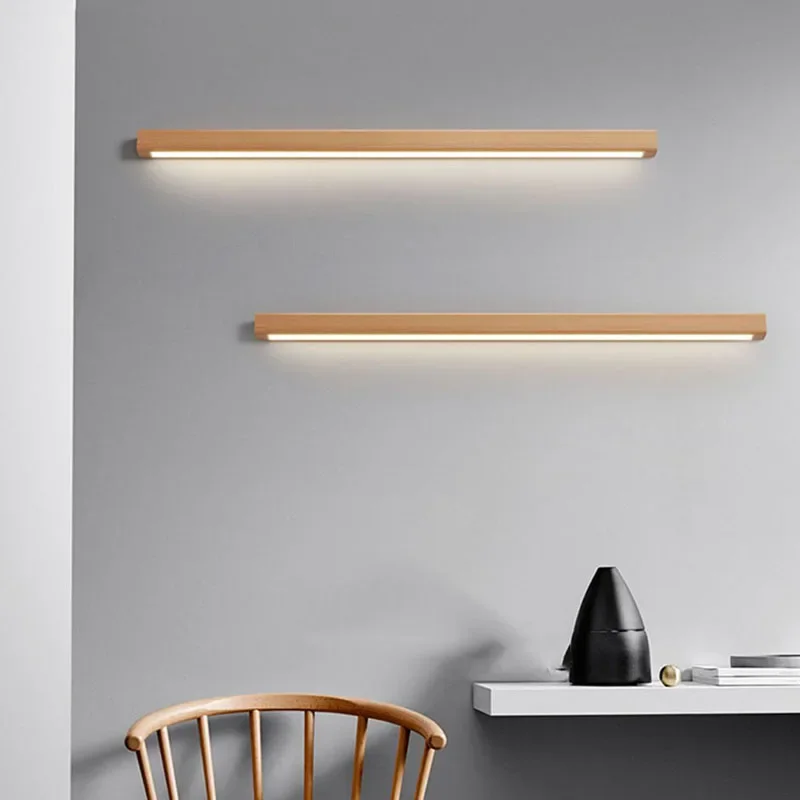 Art Modern Wood LED Wall Lamp Dimming Atmosphere Lighting Fixtures Dropshipping For Bedside Stairs Parlor Aisle 60/80/100/120cm