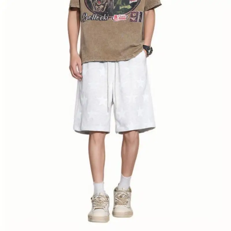 ZG American casual knitted shorts for men summer style young print handsome trendy beach pants shorts