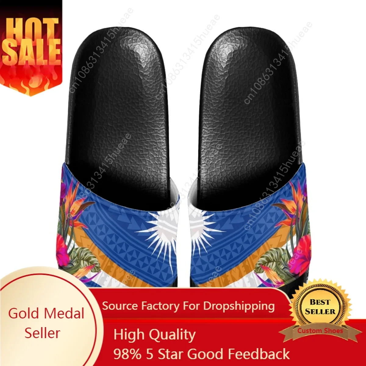 

Belidome Polynesia Women's Slippers Marshall Island Kwajalein Flag Summer Home Bathroom Sandals for Ladies Flats Shoes Woman