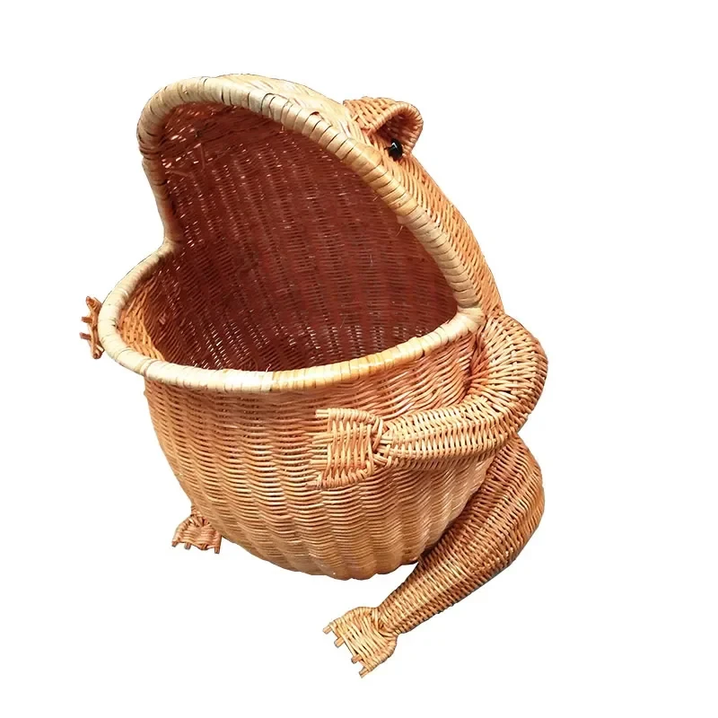 

Pure handmade rattan woven frog debris basket, bathroom dirty clothes basket, toy storage basket, hotel homestay towel