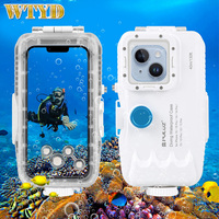 PULUZ 40m 130ft Waterproof Diving Case for iPhone 15 15 Pro 14 14 Pro 13 13 Pro 12 12 Pro with One-way Valve Photo Video Taking