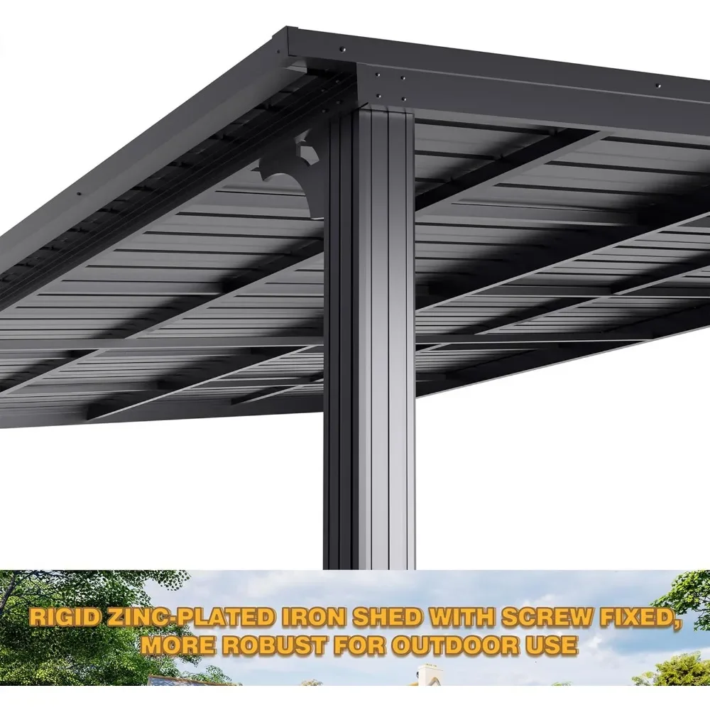 10'x 14' Gazebo, Outdoor Pergola on Clearance with Aluminum Frame, Outdoor Patio Lean to Gazebo Awnings for Deck