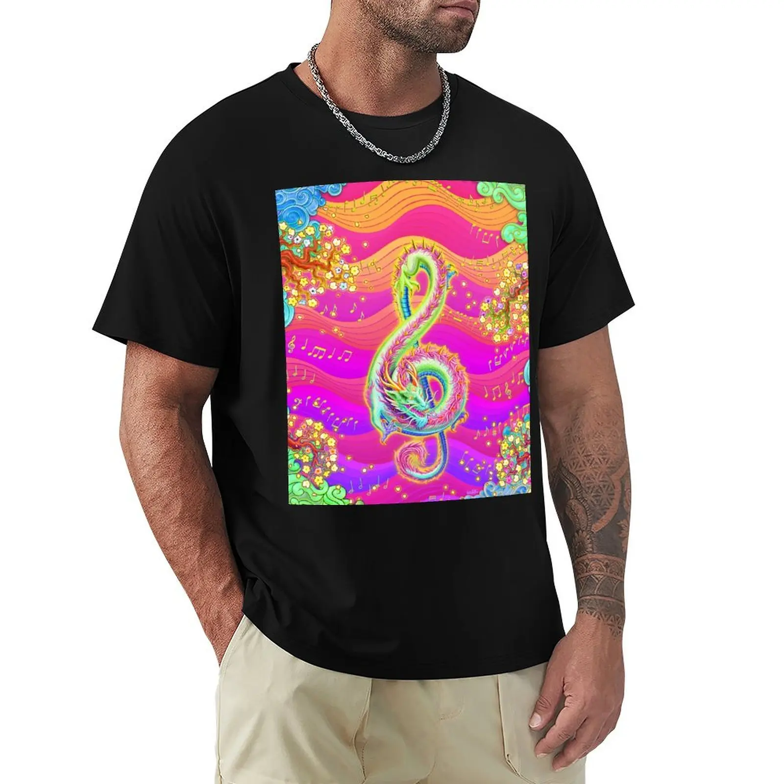

Treble Clef - Music Dragon - Neon Decora T-Shirt blue lock topping fruit of the loom mens t shirts
