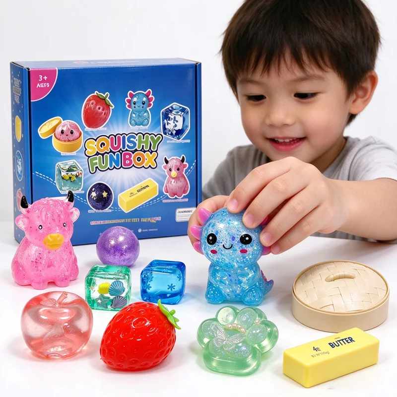 New 8PCS Mystery Squishy Box Series Maltose Stress Relief Squishies Cute Slow Rising Squeeze Toys Kids Christmas Gifts
