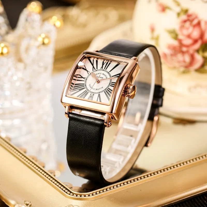 Stylish Minimalist And Retro Square Watch For MenFeaturing A GoldTone Finish And Quartz Movement Suitable For Both Men And Women