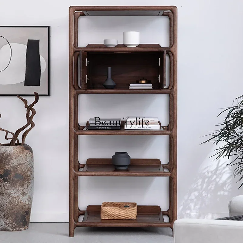 

LXLd25 Nordic modern minimalist North American black walnut living room porch partition storage lattice rackSSS