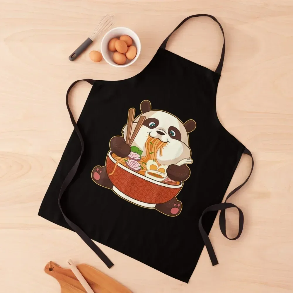 

Kawaii Cute Anime Panda Otaku Japanese Ramen Noodles Gift Apron Kitchen Kawaii Accessories for kitchen useful Men gift Apron