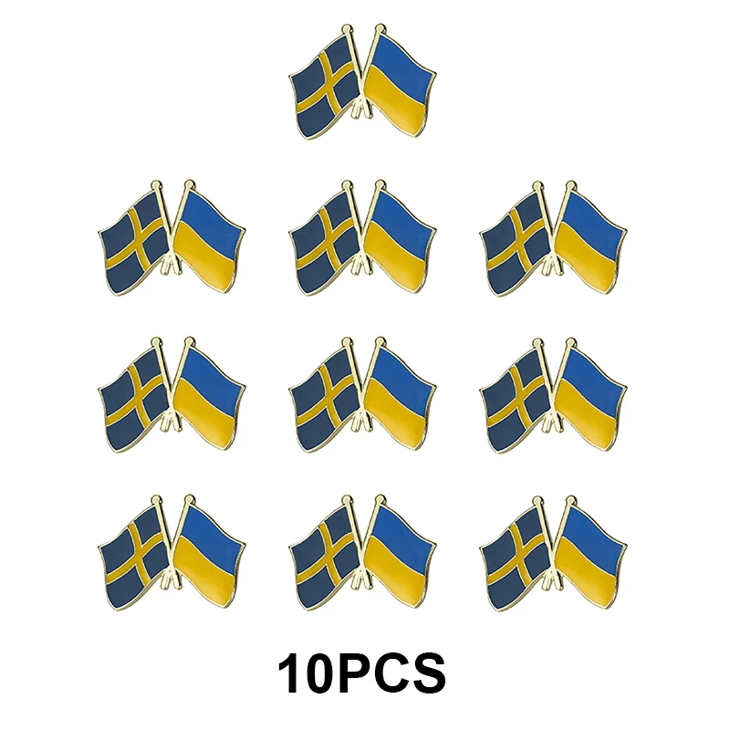 

1-100pcs Sweden and Ukraine Lapel Pin Flag badge Brooch Pins Badges