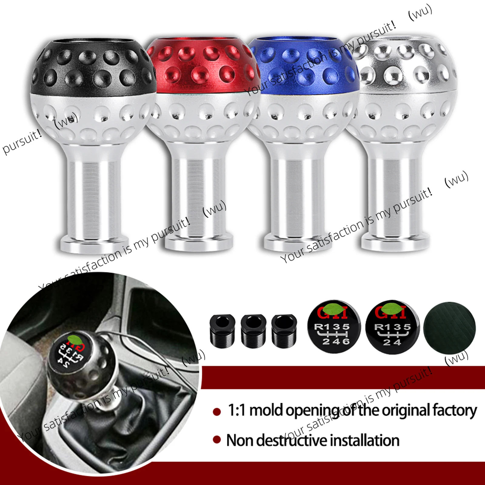 5 Speed Universal Gear Shift Knob Aluminum 6 Speed Trans Stick Head Knob With 3 Adapters & 2 Sticker For VW Scirocco Jetta Golf