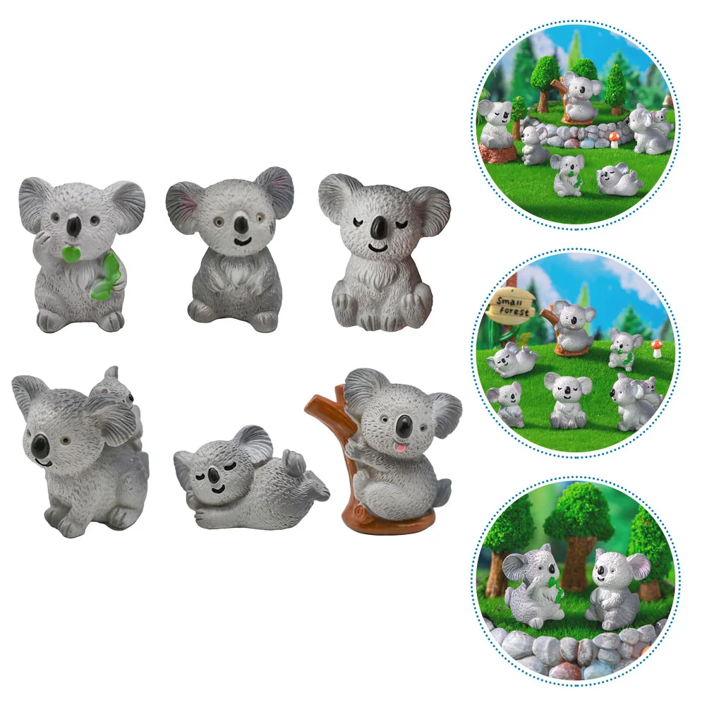 

6 Pcs Mini Figurines Resin Material Lawn Garden Mini Koala Garden Decor Tiny Statue Miniature Animal Accessories