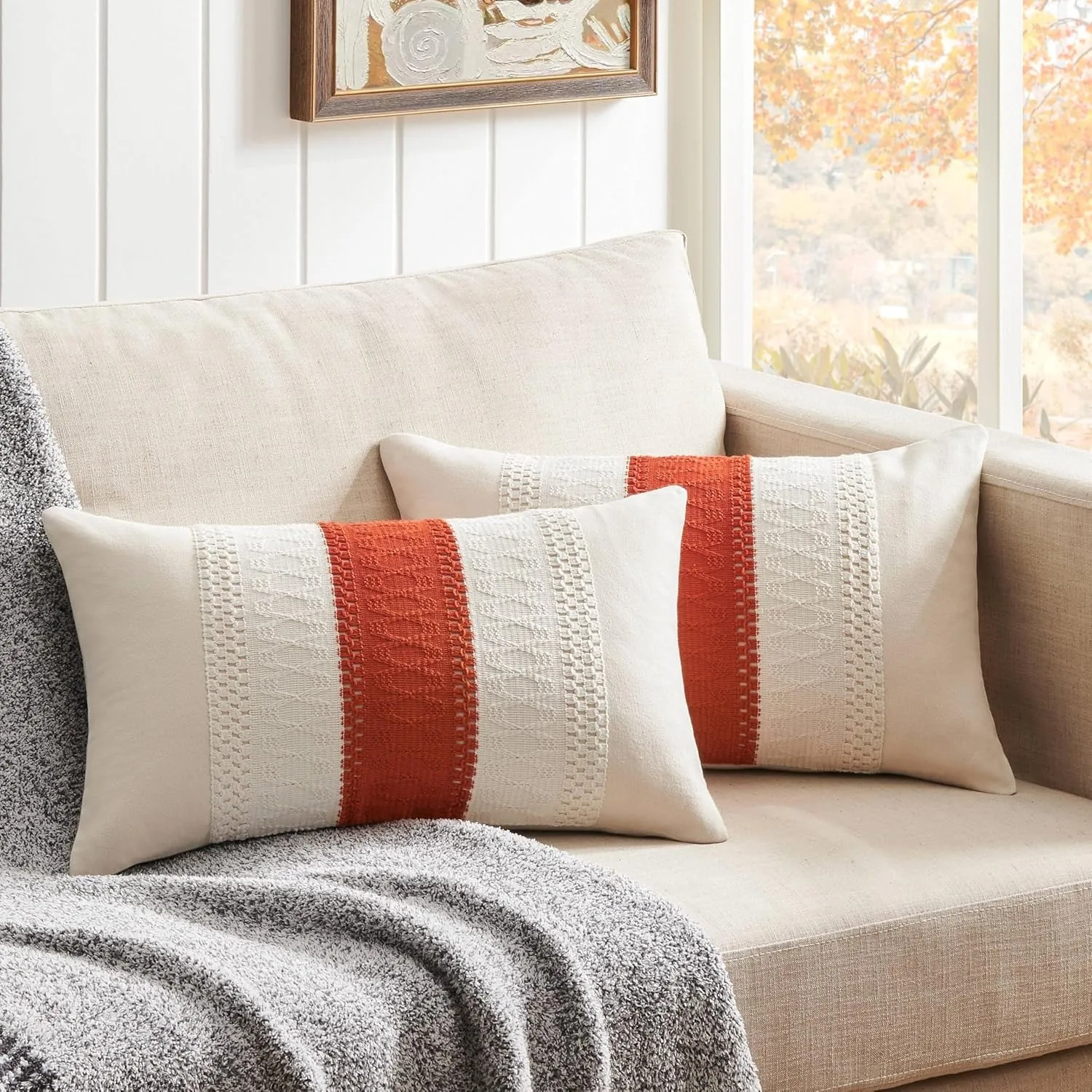 

45X45CMBoho Contrast Throw Pillow Covers Couch Pillow Cases Orange Cushion Covers Sofa Bed Living Room Home Decor cushion pillow