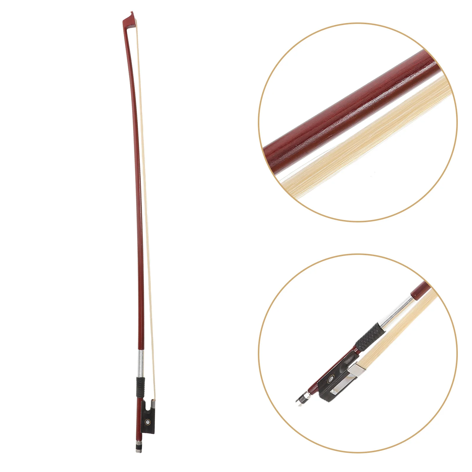 

1/2 Size Ebony Frog Violin Hair Wooden Round Bow For Beginner Practice Student Accessories Sandalwood Strong Tone