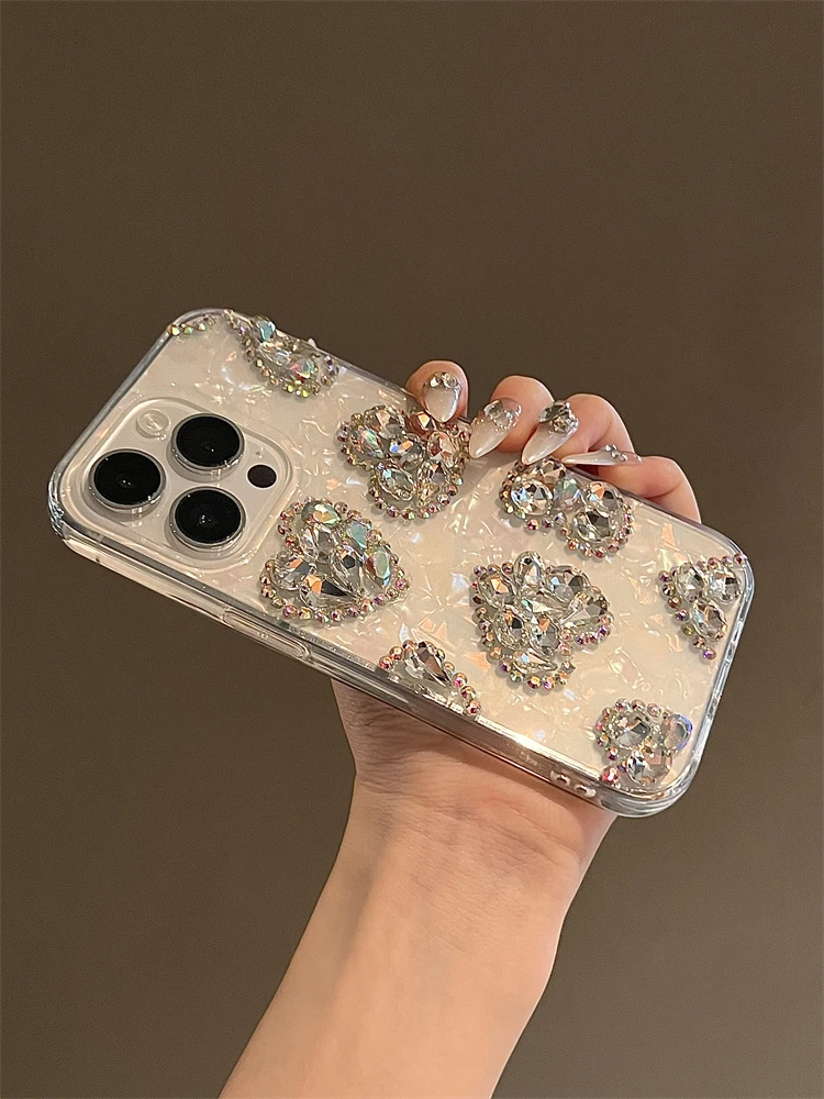 Glitter Diamond Phone Case For iPhone 15 14 13 12 11 Pro MAX XR XS Samsung S21 S22 S23 S24 Ultra Plus Fe Note20 Love Heart Cover