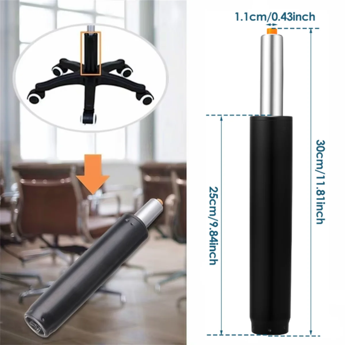 Heavy duty pneumatic support rod Chair Gas Lift Cylinder for office bar stool shock absorber piston Seat replacement Accessories