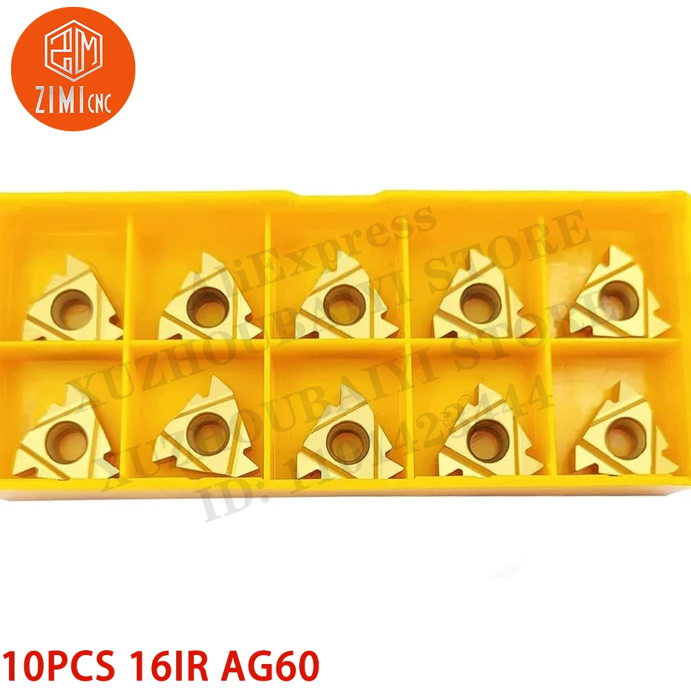 10PCS 16IR AG60 CNC Lathe Indexable Threading Carbide Insert Blade  metal lathe mechanical cutting tool CNC tool for steel parts