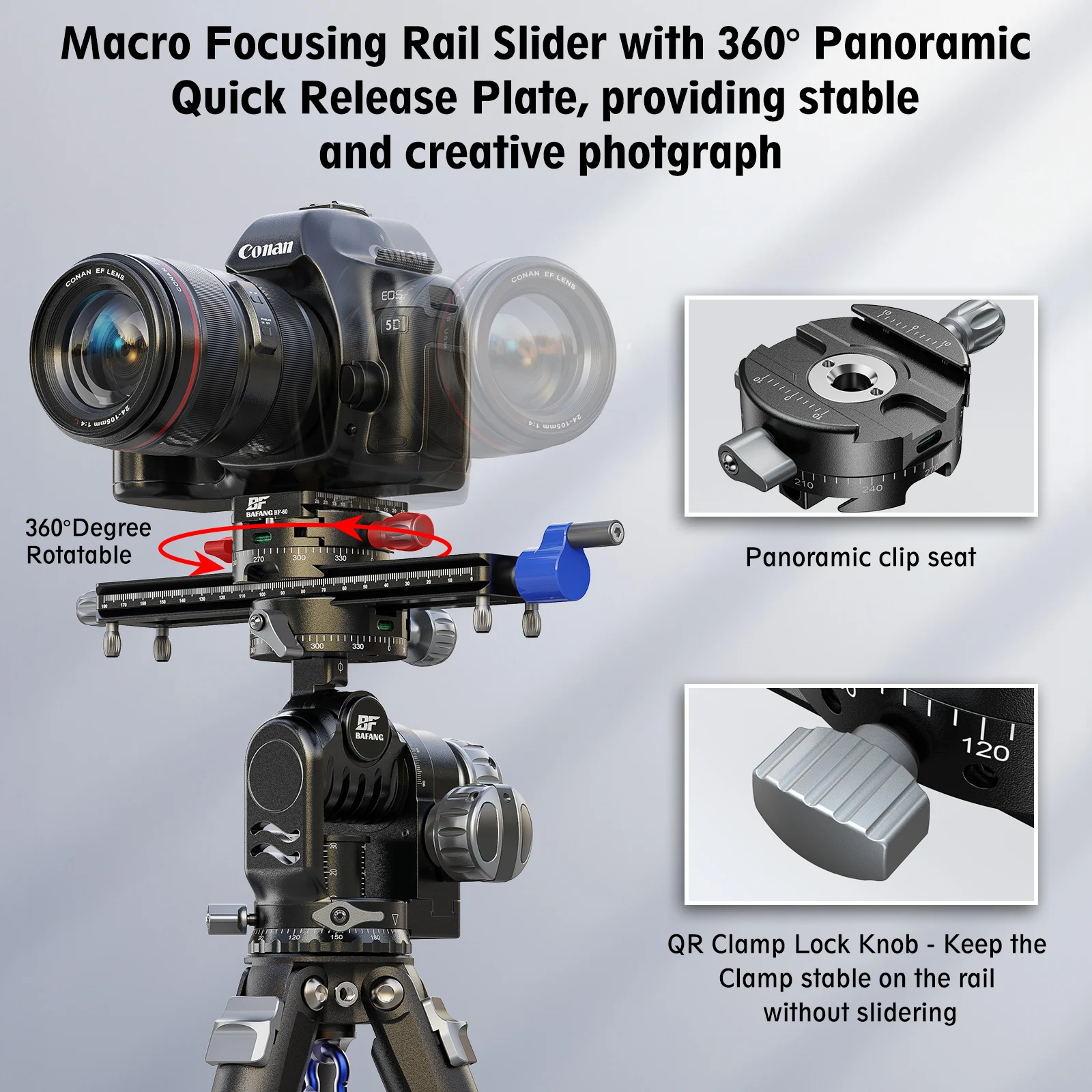 Camera Slider Dolly Rail Track Slider with Fine-Tune Screw Knob Crank & 360º Rotating Pan 150mm/180mm Aluminum Camera Rail Slide