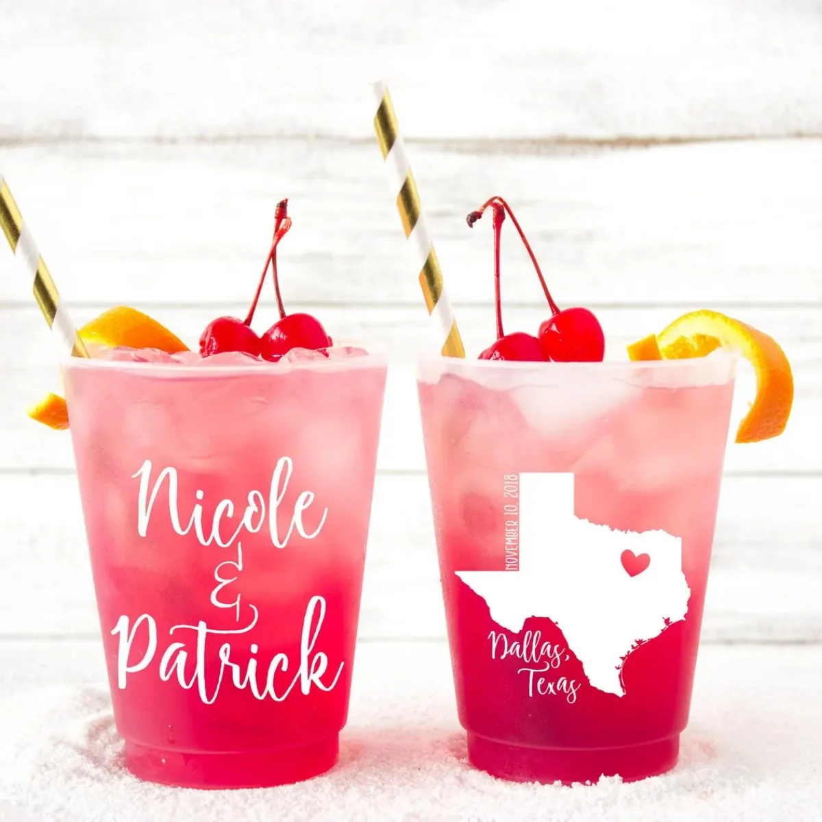 10/50 Texas Wedding Favors Any State Custom State Favors Personalized Wedding Favors for Guests Frosted Cups Plastic Cups for We