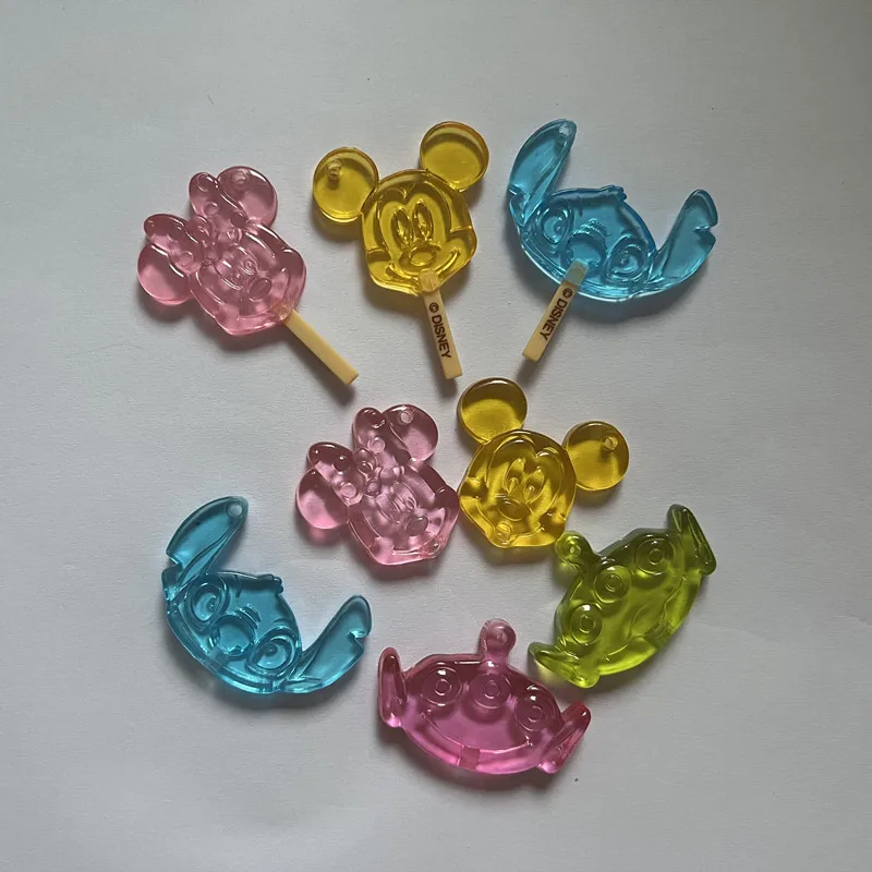 8Pieces  3cm Disney Mickey Minnie STITCH lollipop DIY decorative collectibles