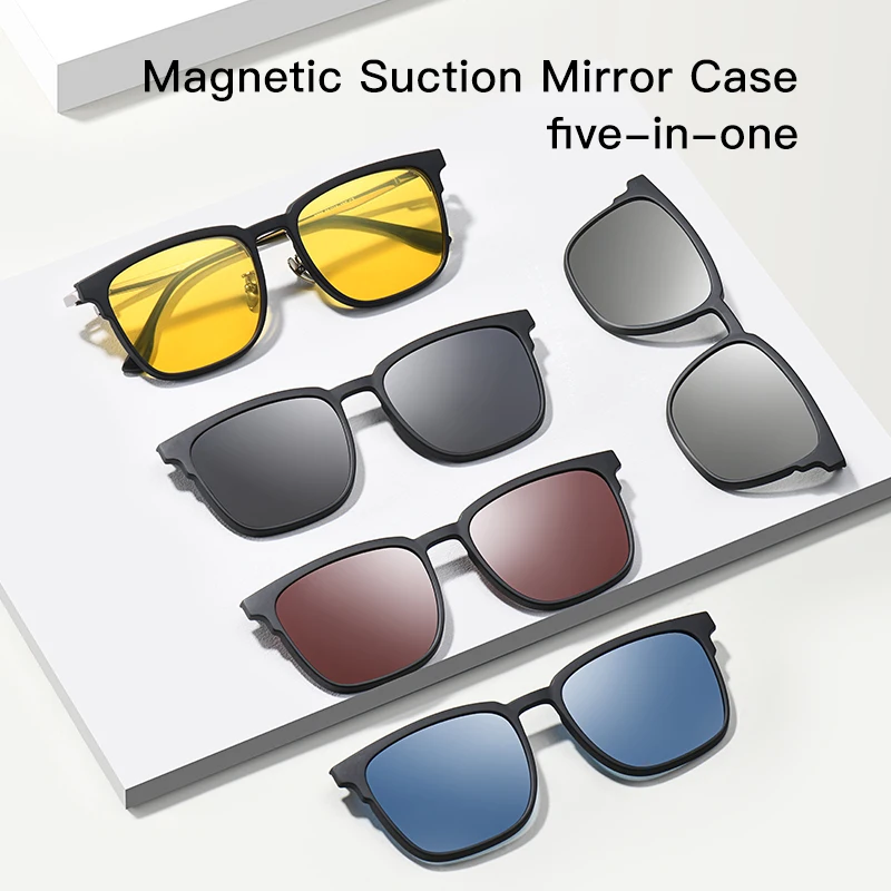 HONGMEI Magnetic myopia glasses men's one lens three purpose sunglasses polarized glasses men's sunglasses frame lens 5-in-1 set