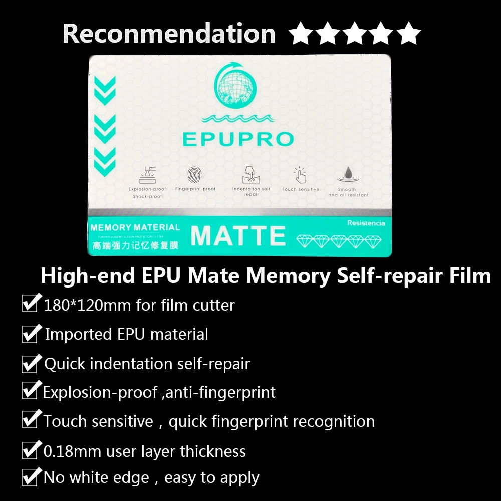 FONLYU 50 Stück EPU Pro Memory Selbstreparatur High-End Matte Privacy Hydrogel Displayschutzfolie für gebogene Bildschirmfolie Schneidemaschine 3