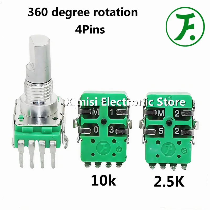 

1 шт., поворотный потенциометр на 360 градусов, 4 контакта, 10K 2,5K, AKI APC40 APC40MKll BOSS GT10, ручка регулировки громкости на микшерной консоли