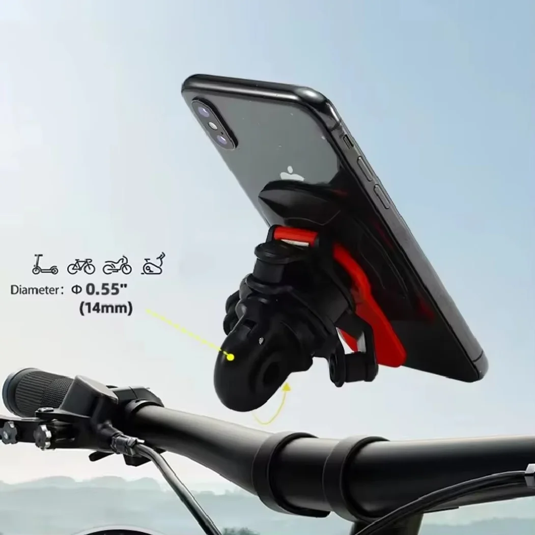 Motorcycle Rearview Mirror Phone Holder with Shock Absorber Universal Bracket Suitable for Most Motorcycles and Bicycles