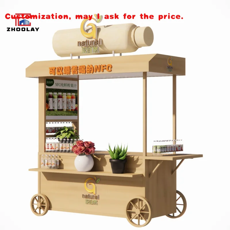 

custom.Outdoor Snack Display Rack Business Shop Beverage Coffee Tea Handcart Food Stand Food Cartmobile Business Cart