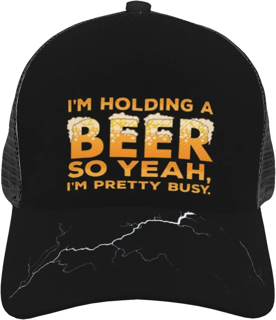 Men's Women's Baseball Cap Casual Breathable Mesh Cap Adjustable Trucker Hat I'm Holding A Beer So Yeah I'm Pretty Busy