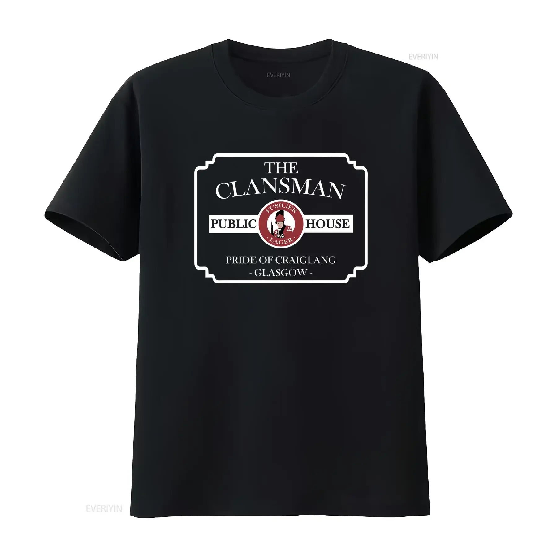 The Clansman Public House Funny Scottish T Shirt Fusilier Lager Design Pride of Craiglang Glasgow vintage Washed homme Casual