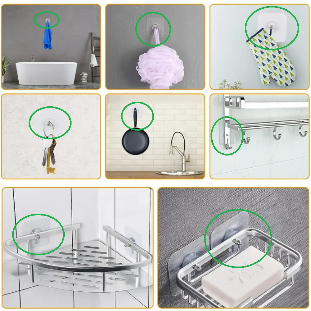 Selbstklebende Schraubenaufkleber-Wandhaken zum Aufhängen, klebrige Haken, wiederverwendbarer nahtloser Haken für Badezimmer, Küche, 5 Stück – Detail 6