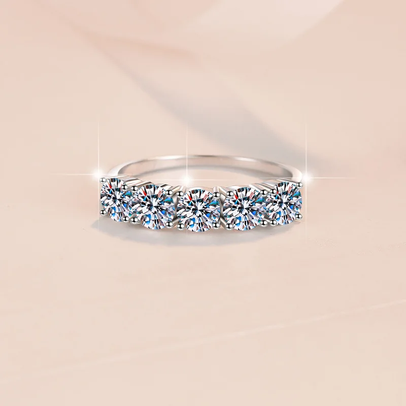 

S925 Silver Moissanite Rings for Women Matching Wedding Diamonds Band Stackable Ring Gift