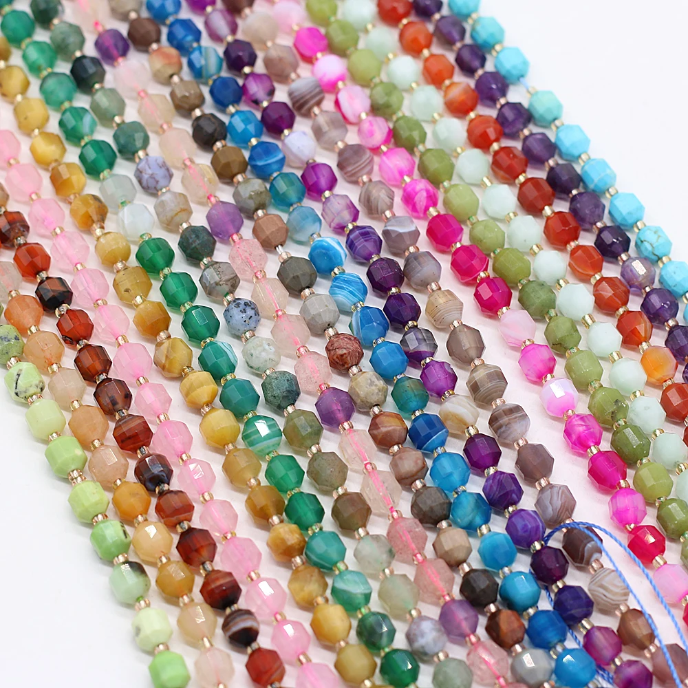 

Natural Stone Beads Faceted Amethyst Aquamarine Agate Loose Spacer Beads For Jewelry Making DIY Bracelet Accessories 38cm