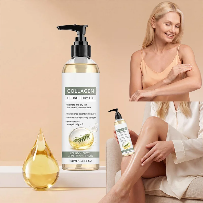 Collagen Lifting Body Oil for Neck Chest Arms Skin Care Moisturizing Nourishing Oil for Dry Skin and Anti Aging Care 100ML