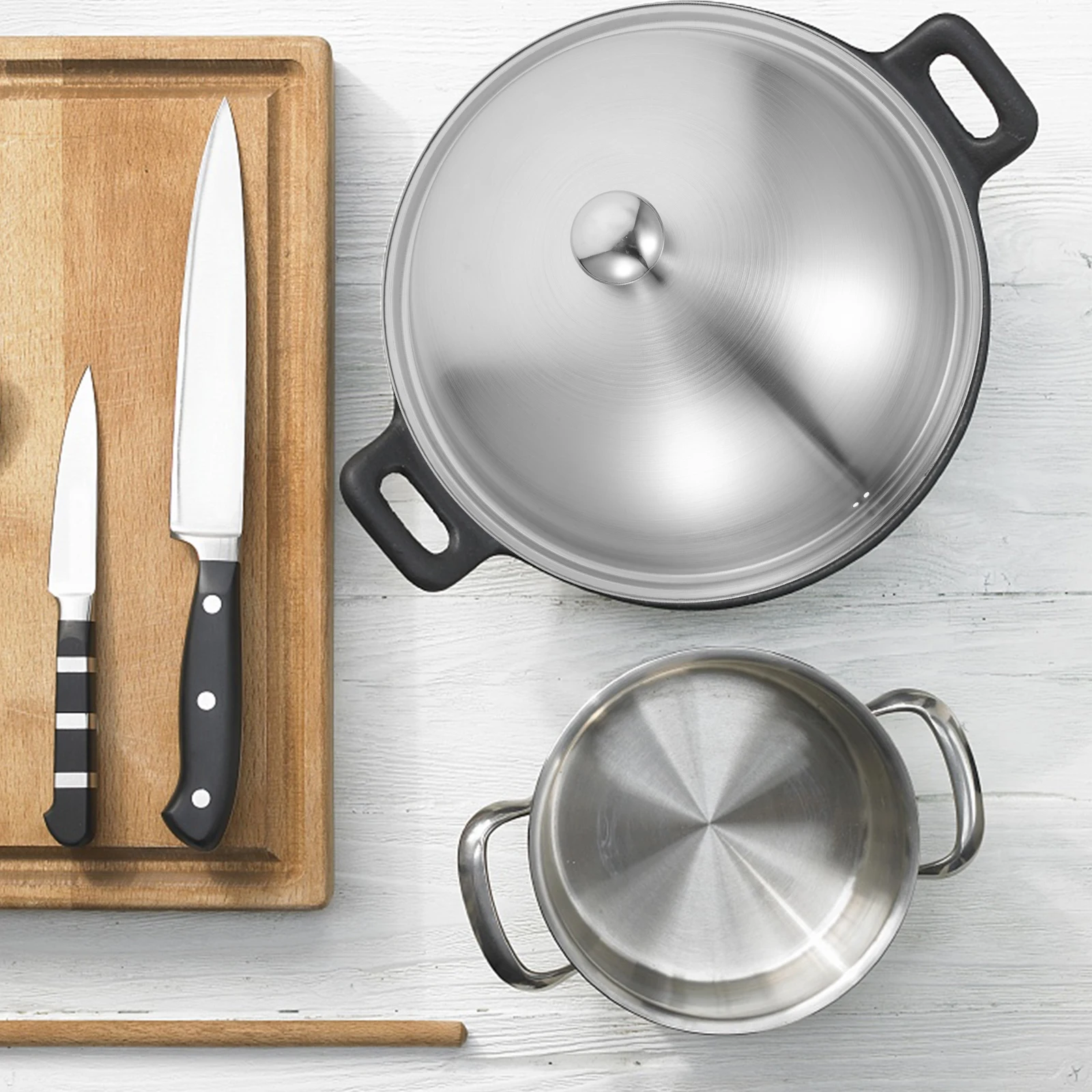 

Stainless Steel Pot Lid Silver Pan Lids Metal Cover Universal Kitchen Cookware Replacement Fits Pans Skillets Dishwasher Safe