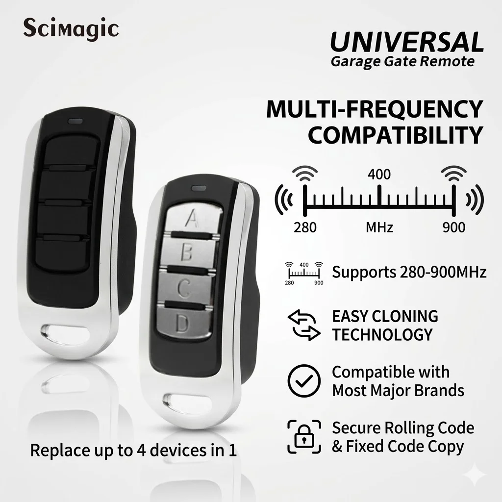 Universal 433-868MHz Garage Door Remote Control 315 390 433.42 433.92MHz Rolling Code Gate Command Transmitter Keychain Clone