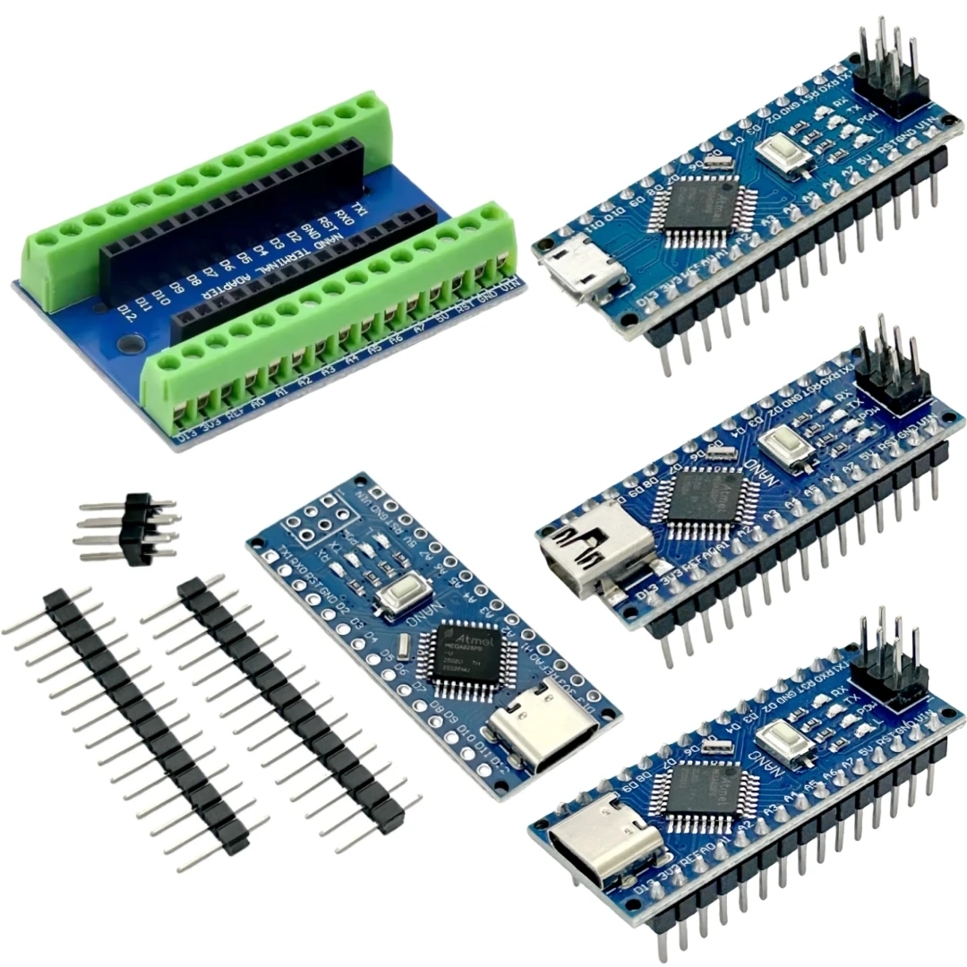 Placa de desarrollo Arduino Nano V3.0, módulo controlador ATMEGA328PB de 16Mhz con cargador de arranque compatible y placa de expansión Nano