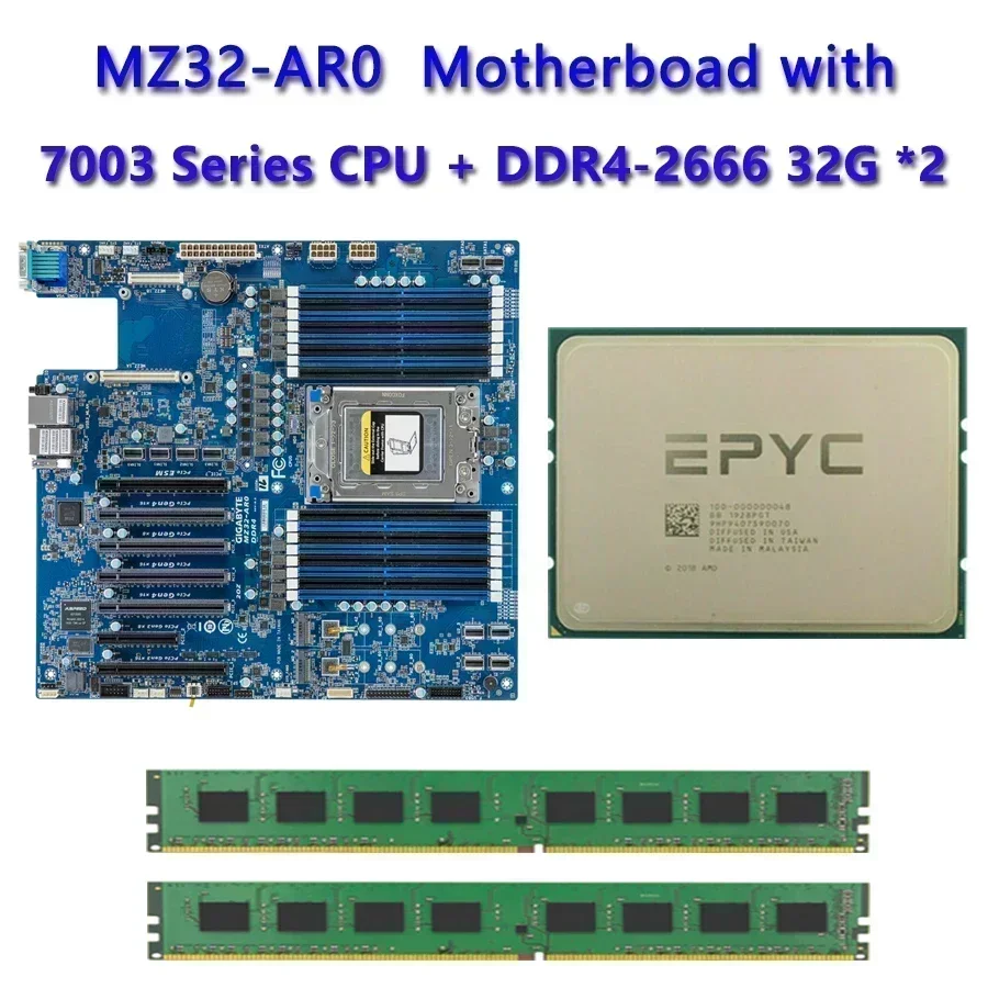 MZ32-AR0 REV3.0 เมนบอร์ด/64GB DDR4-2666 RAM EPYC 7663 7763 7713 7643 75F3 7543 7453 7443 73F3 7413 7513 7343 7313 7Y43 C