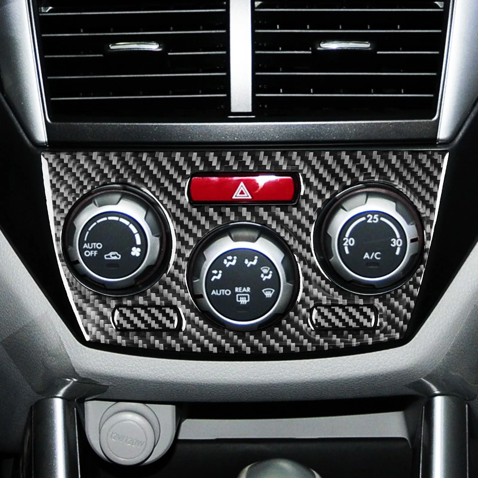 Real Carbon Fiber Car Accessories Center Console Climate Decorative Trim Soft Cover Sticker For Subaru Impreza 2009 2010 2011