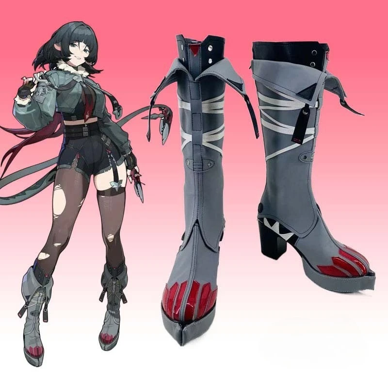Women Red High Heel Boots Cat Girl Cosplay Shoes Anime Costume Footwear Sexy Agent Style Party Performance Halloween