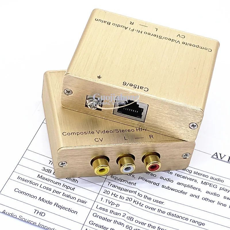 

AV extender red, white and yellow, audio, video twisted pair transmitter composite, lotus AV to rj45 network cable