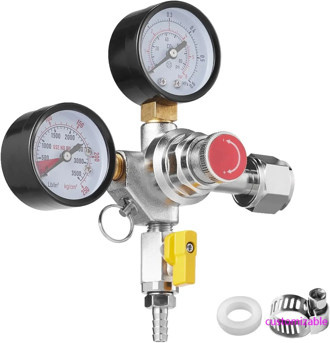 

Регулятор двойного манометра, Регулятор CO2 с 0-60PSI, Газовая система CO2 для тяжелых условий эксплуатации, Регулятор разливного пива с обратным клапаном