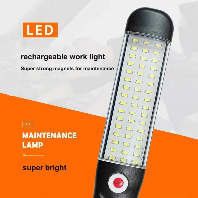 Portable Magnetic Auto Repair Work Light USB Rechargeable LED Flashlight With Magnet Hook For Car Repair Fishing Emergencies