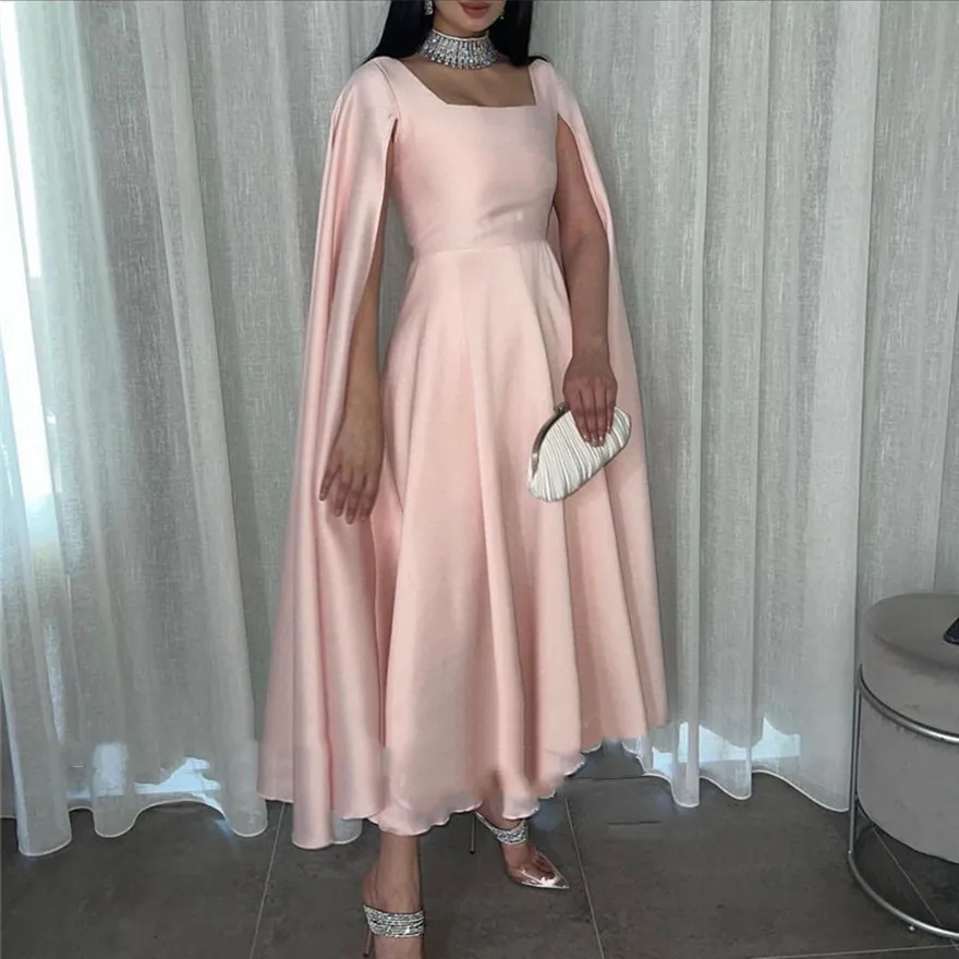 Vestidos de fiesta con cuello cuadrado personalizados, vestidos de novia cortos hasta el té de Dubái para fiesta de cóctel con mangas aleteadas, regreso a casa 2023