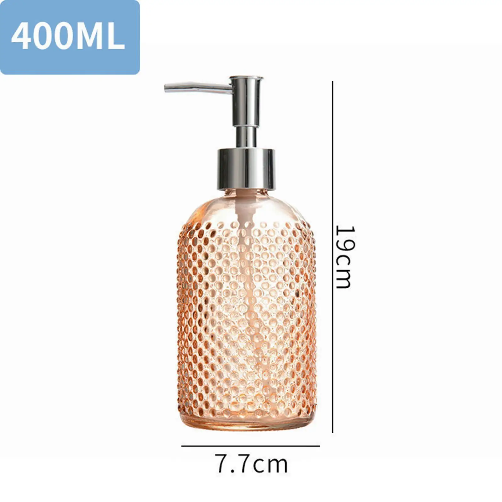 400ml Glass Soap Dispenser Leakproof Reusable Sturdy Salon Dispenser with Pump for Hotel Bathroom Kitchen Countertop Laundry