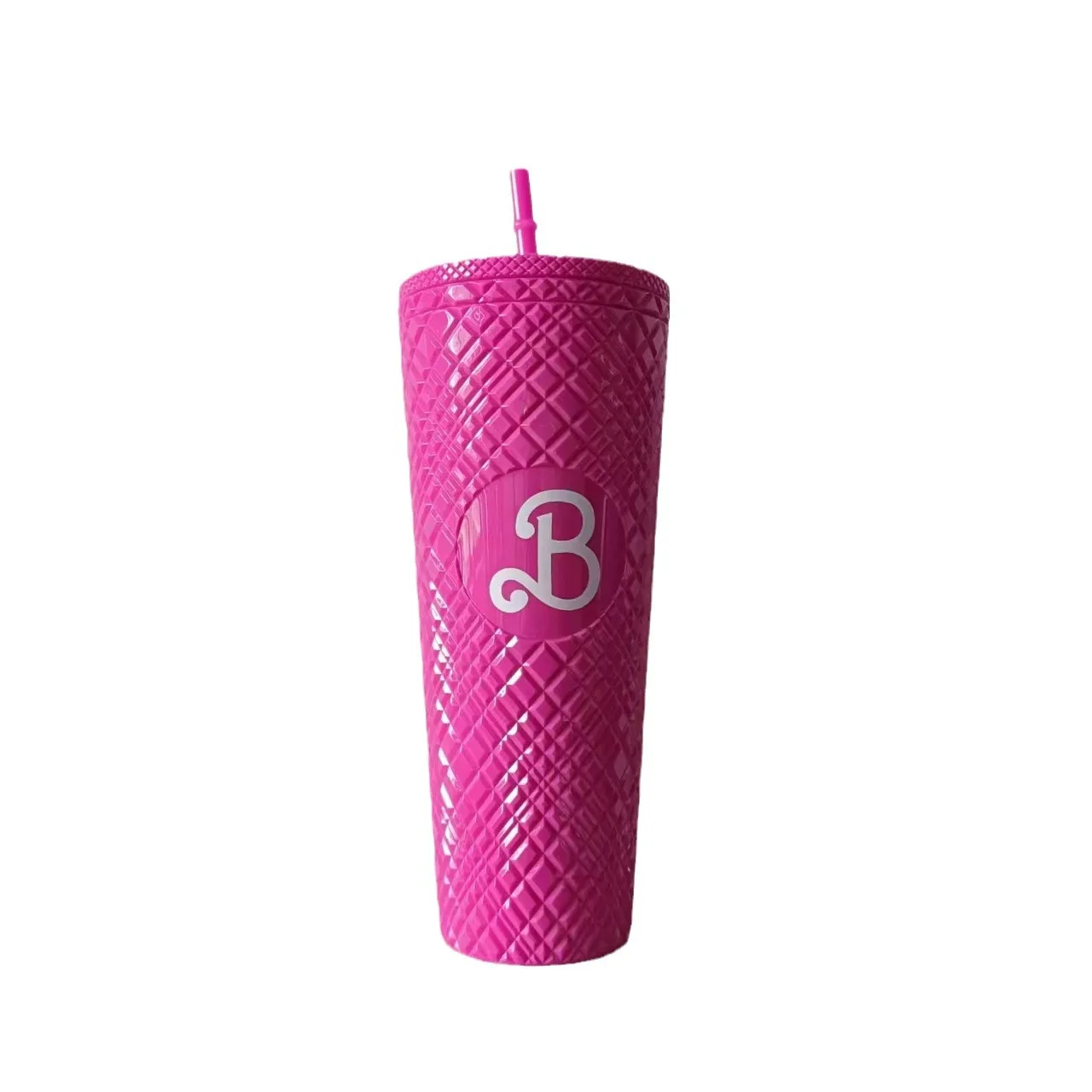 Barbie-Gobelet en Plastique Rose avec Paille pour Fille, Bouteille d'Eau Isolée, Gobelet à Paillettes, Cadeaux d'Anniversaire