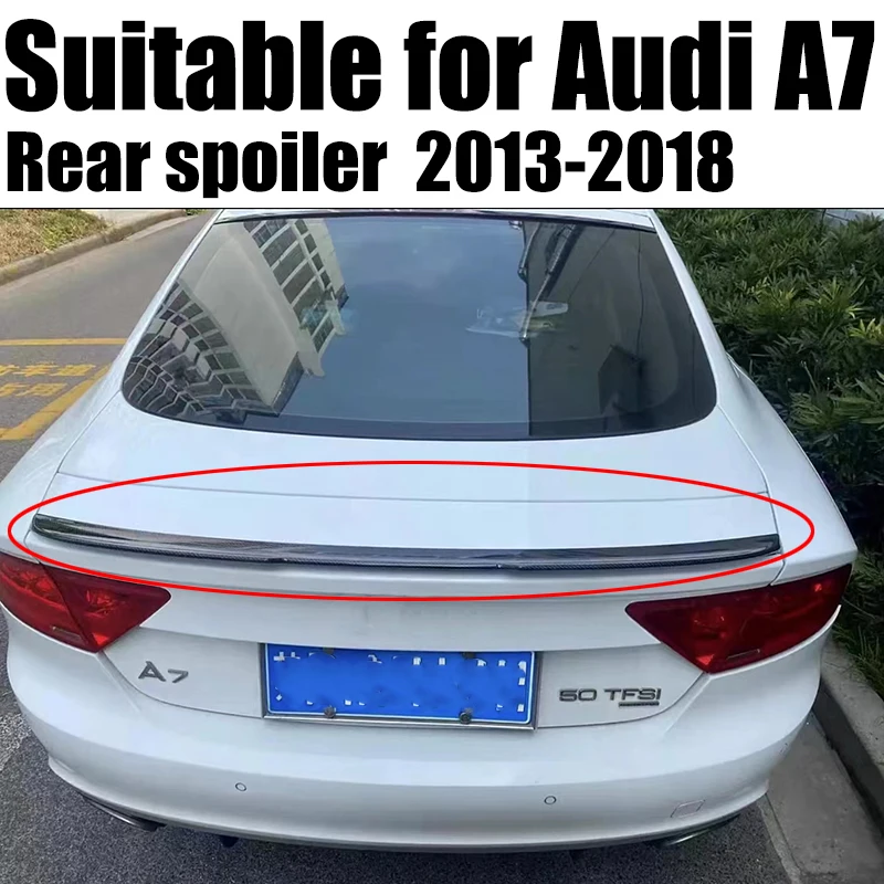 

V Style High Quality ABS Material Spoiler For Audi A7 S7 RS7 2013- 2018 Carbon Fiber Look Rear Spoiler Trunk Wing