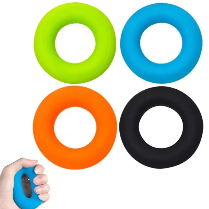 4 Stück Silikon-Griffringe, Tragbarer Fingertrainer, Massageball zur Stresslinderung und Fingerübungen