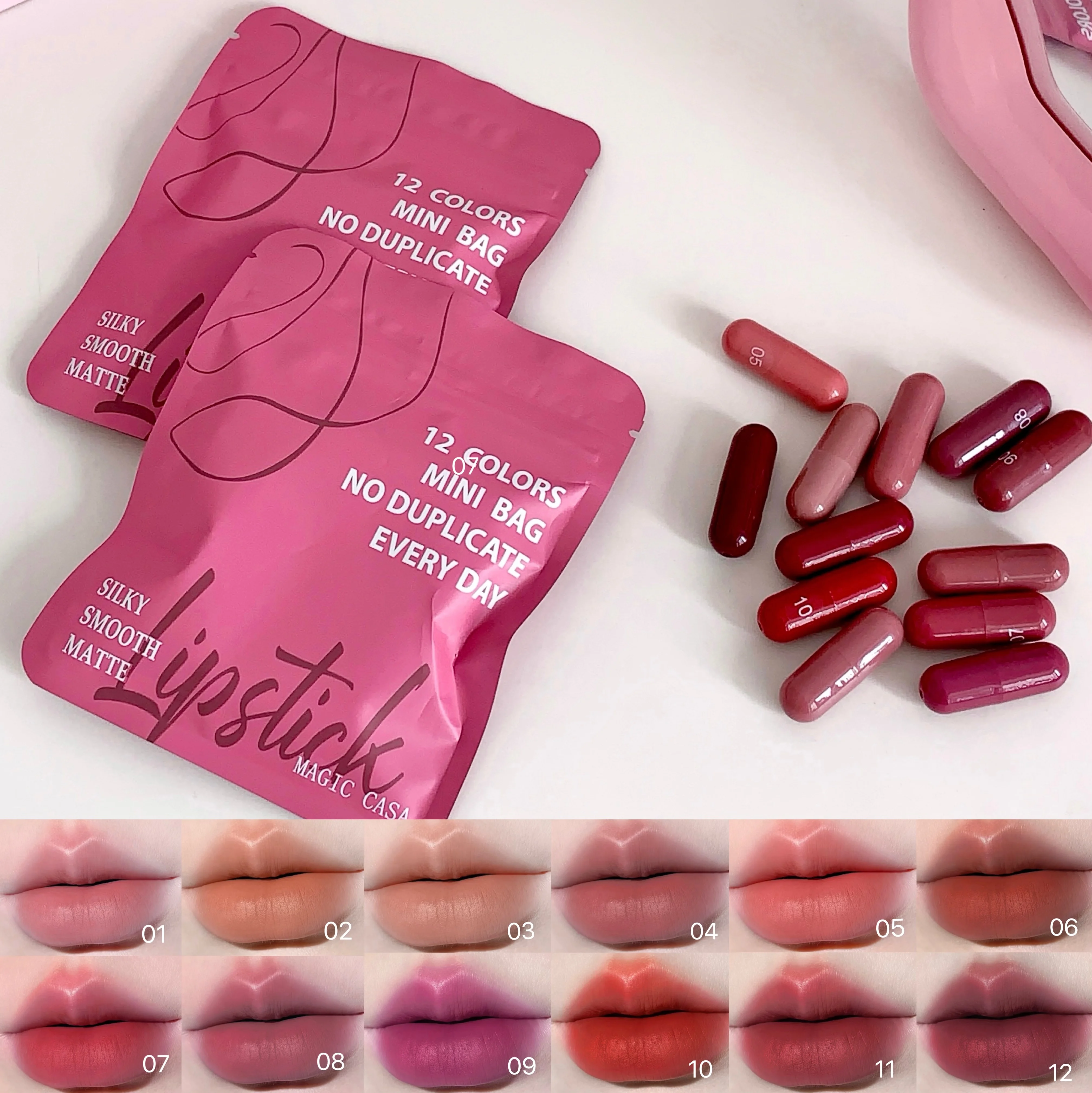 Set di balsamo per labbra opaco Magic Casa da 12 colori, di lunga durata e non sbiadisce, regalo perfetto per le donne, ideale per il festival del trucco