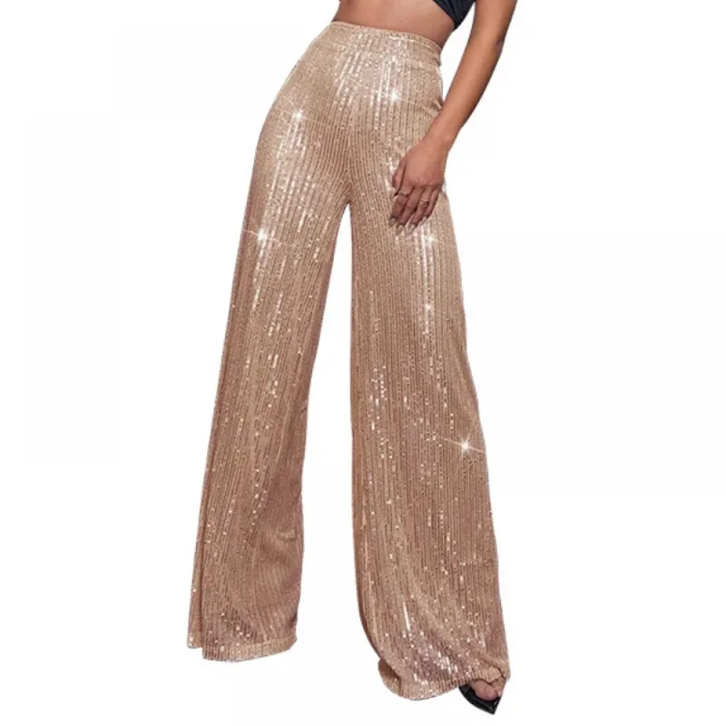 

Lili 123Женские повседневные блестящие блестящие брюки-клеш с высокой талией, эластичные свободные широкие брюки для дискотек, Клубная одежда на Хэллоуин C
