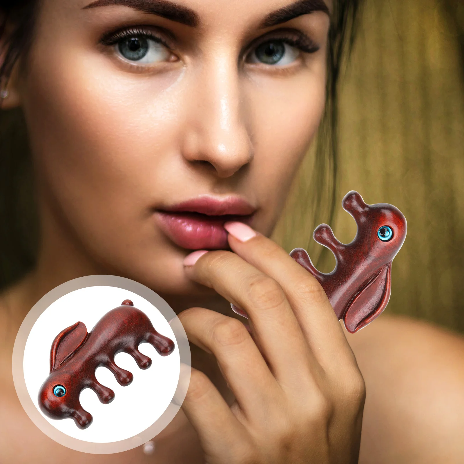 

Sandalwood Massage Comb Premium Wooden Wide Tooth Combs Rabbit Shaped Pain Relief Body Face Scalp Gift Wood Comb